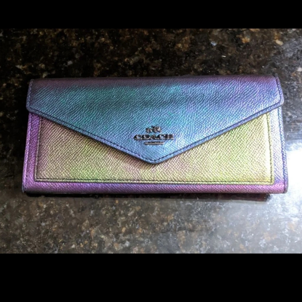 Rare iridescent Coach Hologram envelope wallet
